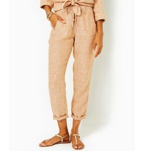Lilly Pulitzer Tan Taron linen pants size small